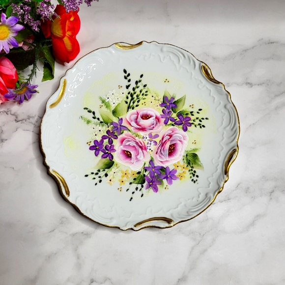 Vintage Other - Hand painted 2005 Floral Mr. and Mrs. China Plate from Texas